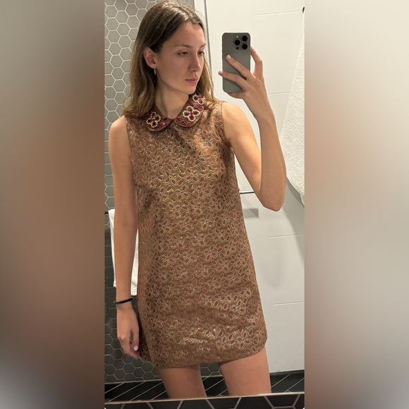 Red Valentino Sequin-Embellished Silk Mini Dress - Picture 2 of 2